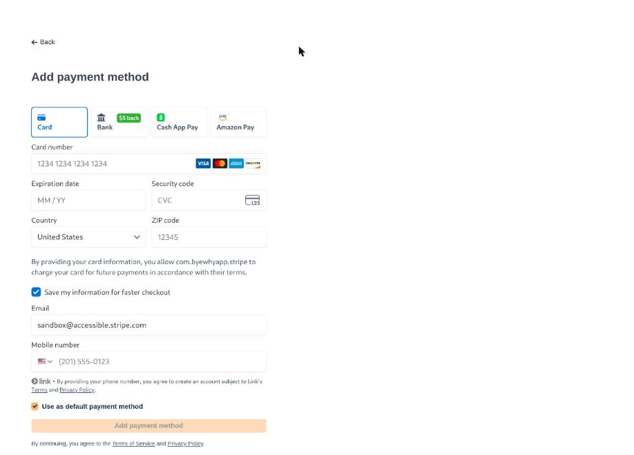 Add payment method form