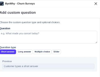 Add custom question form with Short answer selected